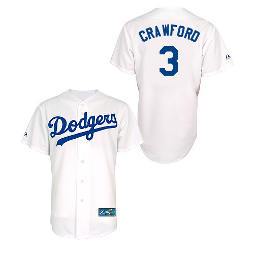 Carl Crawford #3 Youth Baseball Jersey-L A Dodgers Authentic Home White MLB Jersey